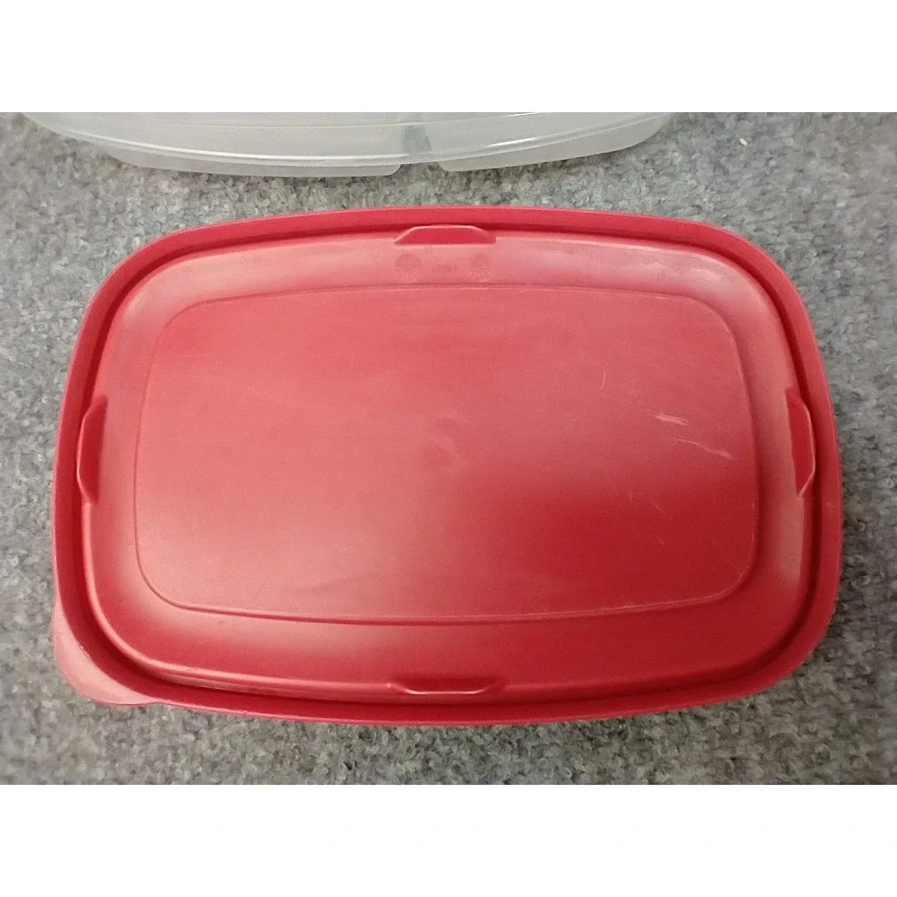 Rubbermaid TakeAlongs 5.1 Cup Divided Food Storage Container Red Lid 3 Section